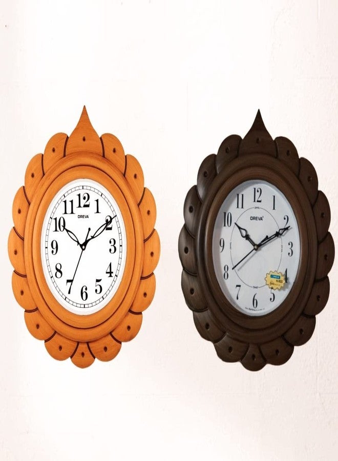 ساعة حائط صامتة بتصميم فريد من نوعه من OREVA، مصنوعة من البلاستيك والخشب (40.2 × 4.5 × 43.5 سم، خشب D، AQ-7357SS)